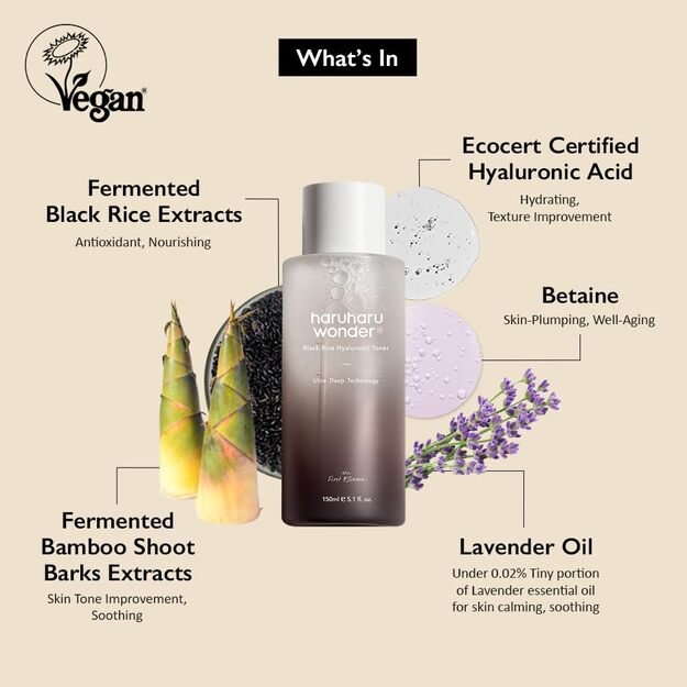 Haruharu WONDER "Black Rice Hyaluronic" veido tonikas