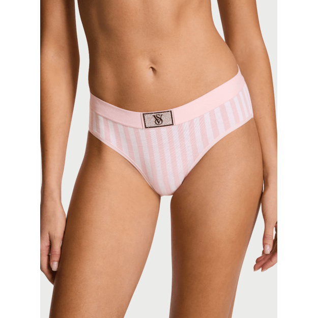 Victoria's Secret "Logo Shine Pink Stripes Hiphugger" kelnaitės 1