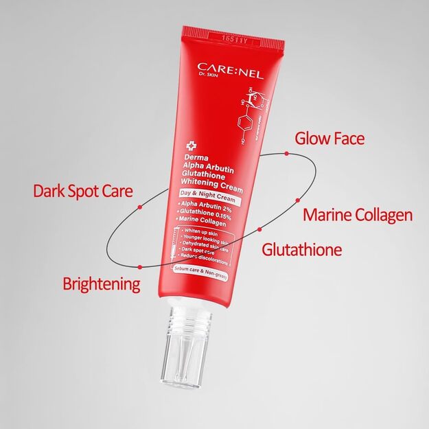 CARE:NEL "Derma Alpha Arbutin Glutathione Whitening" skaistinamasis veido kremas