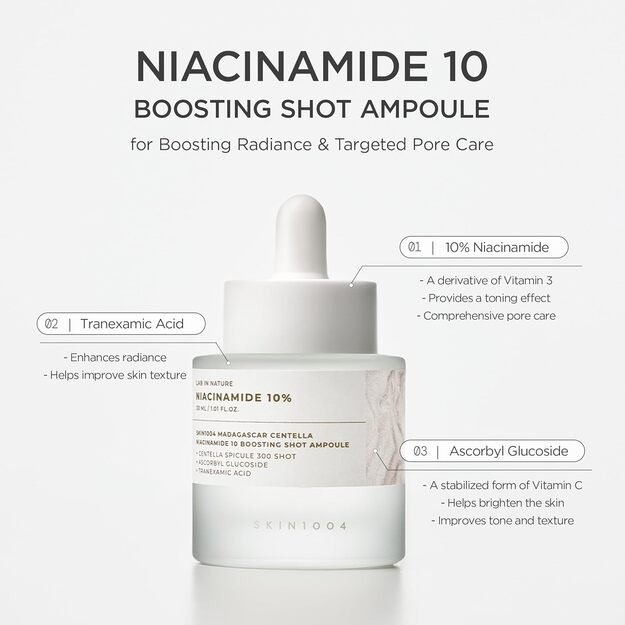 SKIN1004 "Madagascar Centella Niacinamide 10 Boosting Shot" veido ampulė 1