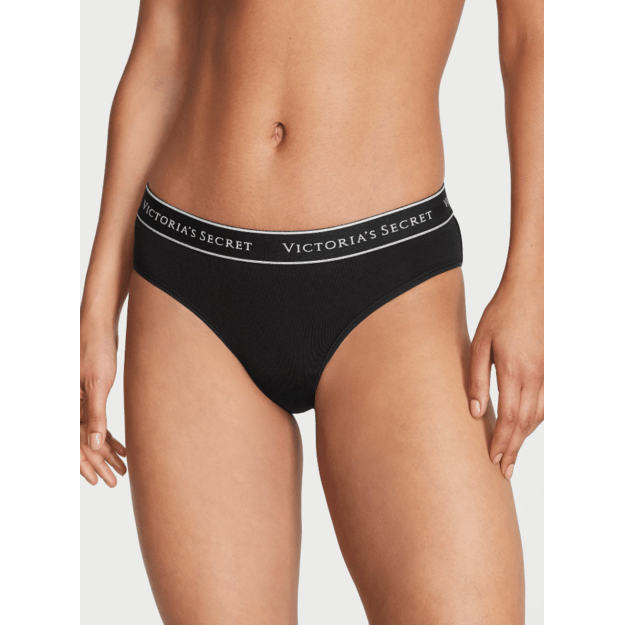 Victoria's Secret "Logo Black Hiphugger" kelnaitės