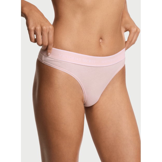 Victoria's Secret "Logo Angel Pink Thong" kelnaitės