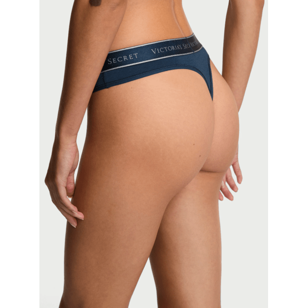 Victoria's Secret "Logo Dress Blues Thong" kelnaitės 1