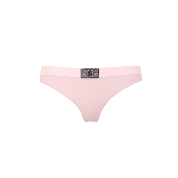 Victoria's Secret "Logo Shine Bermuda Pink Thong" kelnaitės