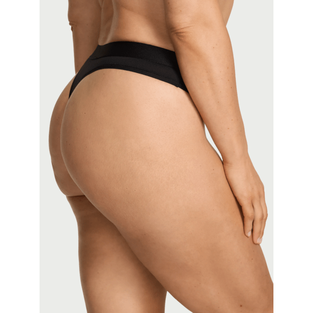 Victoria's Secret "Logo Shine Black Thong" kelnaitės 1
