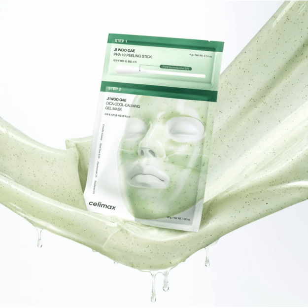 CELIMAX "Ji Woo Gae Cica PHA Peeling 2-step" dviejų žingsnių veido kaukė
