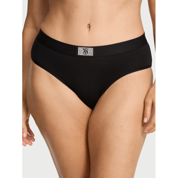 Victoria's Secret "Logo Shine Black Hiphugger" kelnaitės