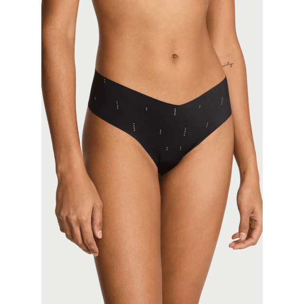 Victoria's Secret "No-Show Sparkle Black Thong" kelnaitės