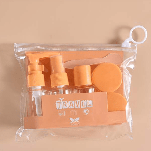 Kelioninių kosmetikos indelių rinkinys (Orange)